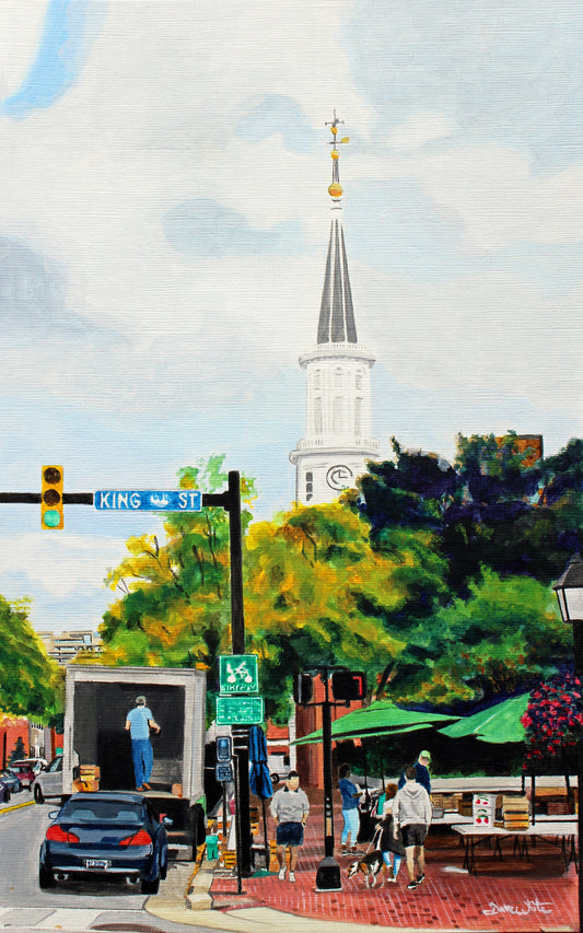 Original Painting Old town Alexandria Market Plaza by Northern Virginia Artist Dave White