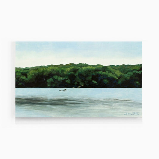 Potomac River Canvas Art Print of Geese by Artist Dave White