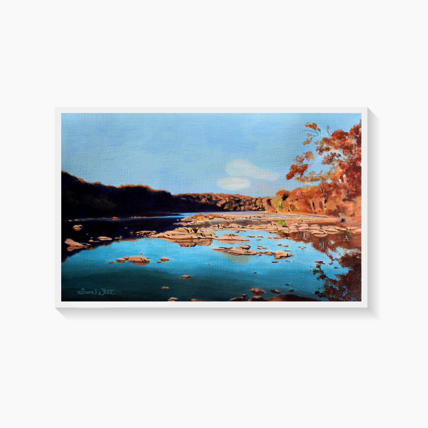 Potomac River Painting Art Print Billy Goat Trail Great Falls MD by Artist Dave White