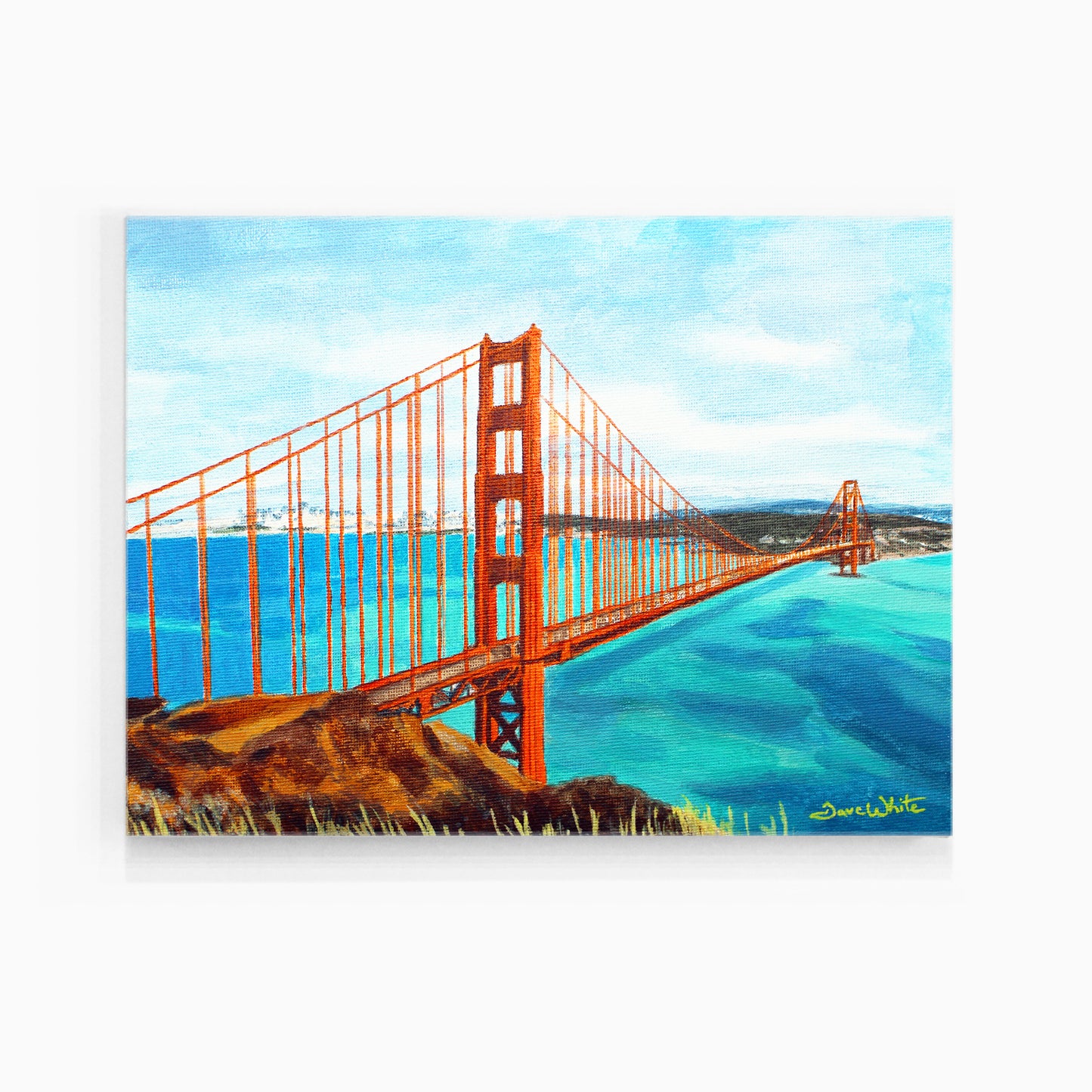 Golden Gate Bridge Painting Canvas Print by Artist Dave White