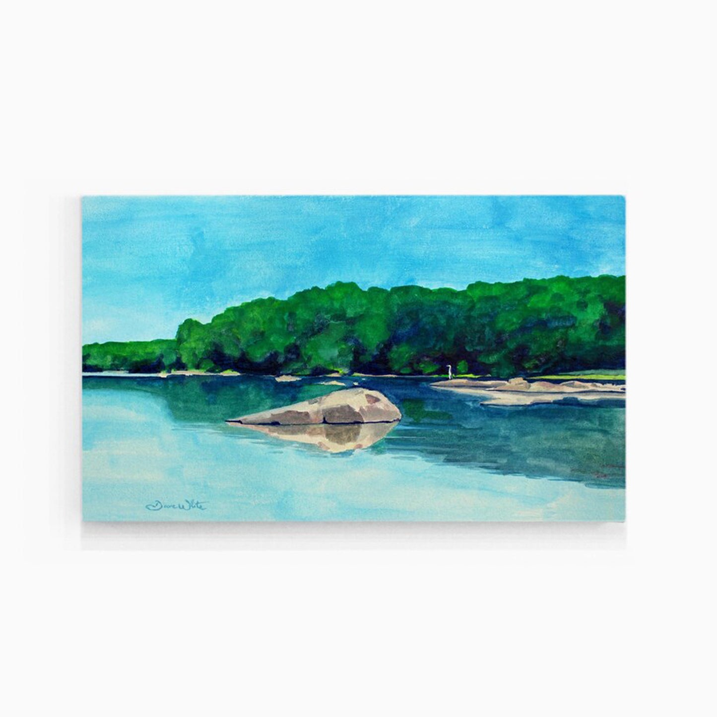Potomac River Canvas Art Print Great Blue Heron by Artist Dave White