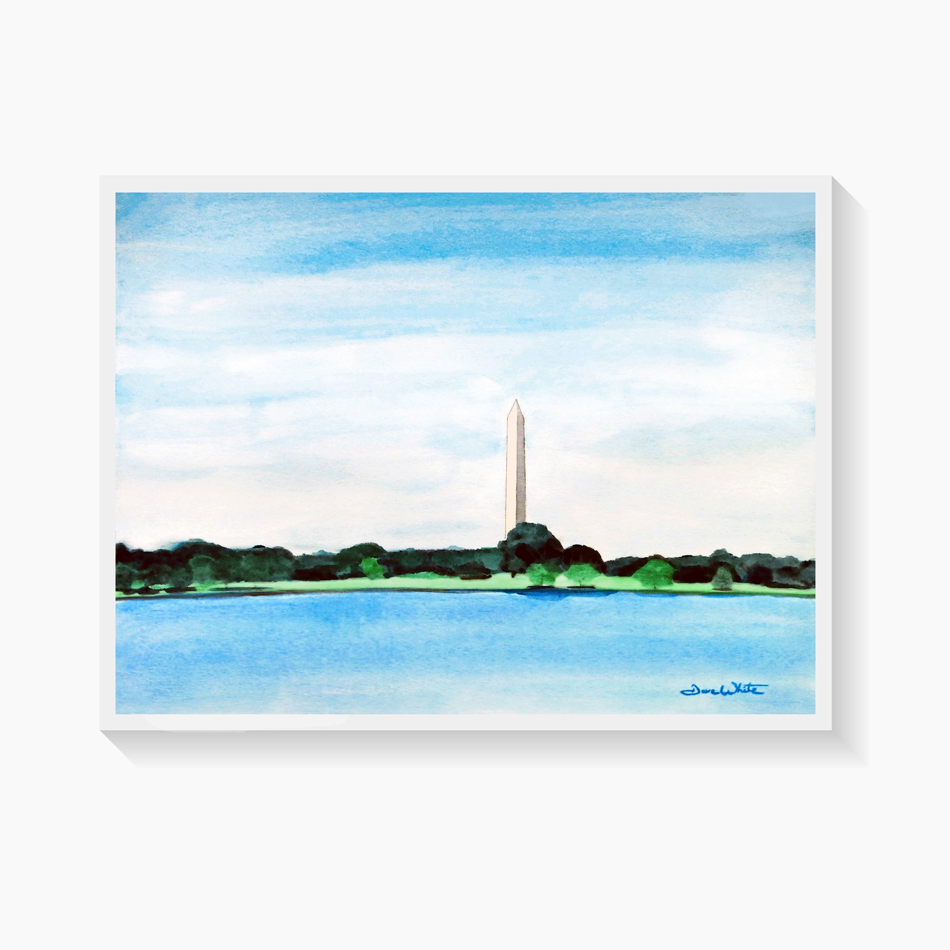 Washington Monument Watercolor Painting Art Print by Artist Dave White